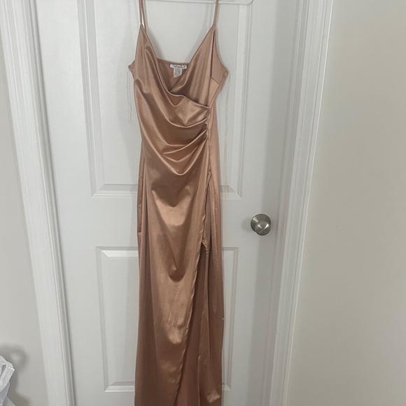 Luxurious Satin Maxi Dress in Gold - Picture 1 of 5